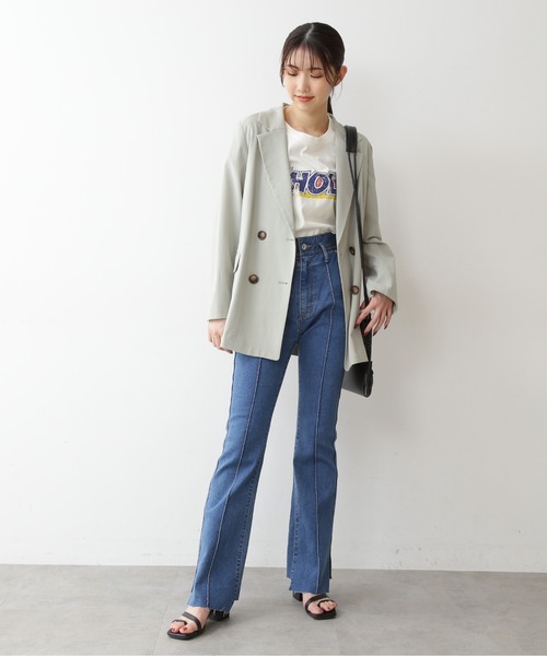 FREE'S MART(フリーズマート)の「【Sシリーズ対応】◆ピンタック前後差フレアデニム(デニムパンツ・レディース・ブルー/ホワイト系その他/パープル系その他・SMALL/MEDIUM)」の4枚目の写真