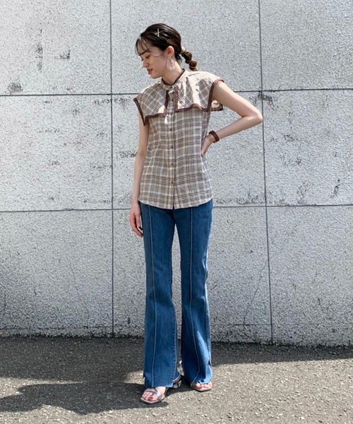 FREE'S MART(フリーズマート)の「【Sシリーズ対応】◆ピンタック前後差フレアデニム(デニムパンツ・レディース・ブルー/ホワイト系その他/パープル系その他・SMALL/MEDIUM)」の20枚目の写真