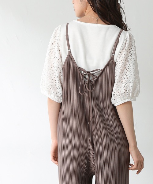 Honeys(ハニーズ)の「プリーツオールインワン(つなぎ/オールインワン・レディース・ブラック/カーキ/モカ/グレイッシュベージュ・S/M/L)」の3枚目の写真