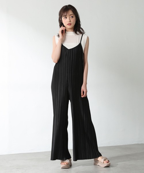 Honeys(ハニーズ)の「プリーツオールインワン(つなぎ/オールインワン・レディース・ブラック/カーキ/モカ/グレイッシュベージュ・S/M/L)」の5枚目の写真