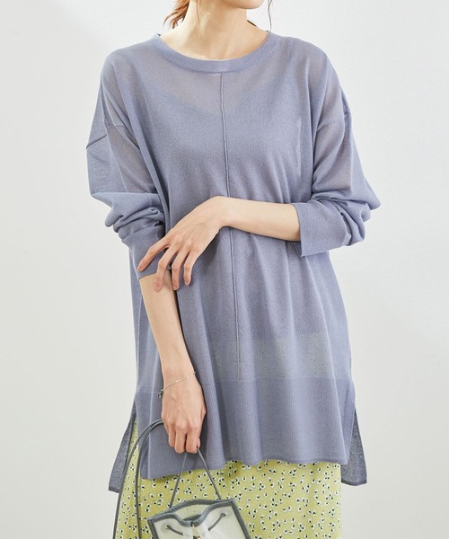 ROPE' PICNIC（ロペピクニック）の「センターシームシアーニットチュニック（ニット/セーター・レディース・ベージュ/ブルー/スミクロ・38）」の3枚目の写真