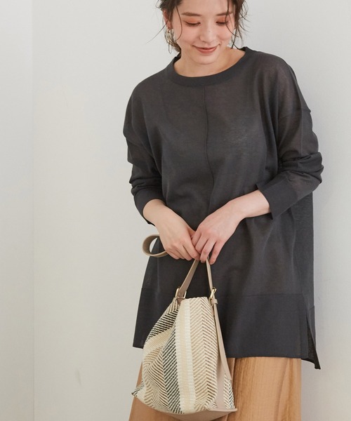 ROPE' PICNIC（ロペピクニック）の「センターシームシアーニットチュニック（ニット/セーター・レディース・ベージュ/ブルー/スミクロ・38）」の9枚目の写真