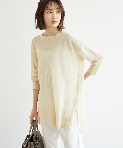 ROPE' PICNIC（ロペピクニック）の「センターシームシアーニットチュニック（ニット/セーター・レディース・ベージュ/ブルー/スミクロ・38）」の19枚目の写真