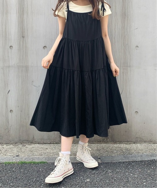 Charles Chaton（シャルルシャトン）の「ティアードキャミドレス（ワンピース・レディース・ホワイト/ブラック・FREE）」の2枚目の写真