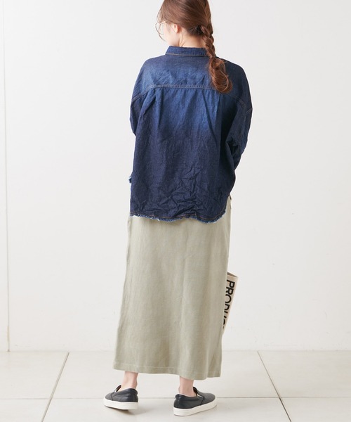 PUAL CE CIN（ピュアルセシン）の「綿ヘンプデニムブラウス（シャツ/ブラウス・レディース・インディゴブルー/ブルー・FREE）」の18枚目の写真