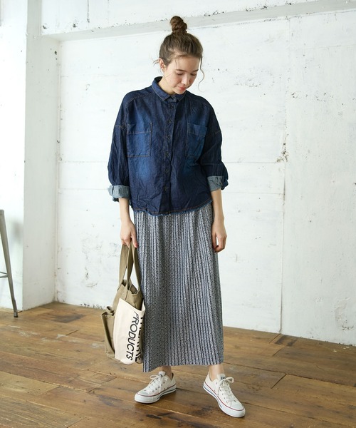 PUAL CE CIN（ピュアルセシン）の「綿ヘンプデニムブラウス（シャツ/ブラウス・レディース・インディゴブルー/ブルー・FREE）」の8枚目の写真