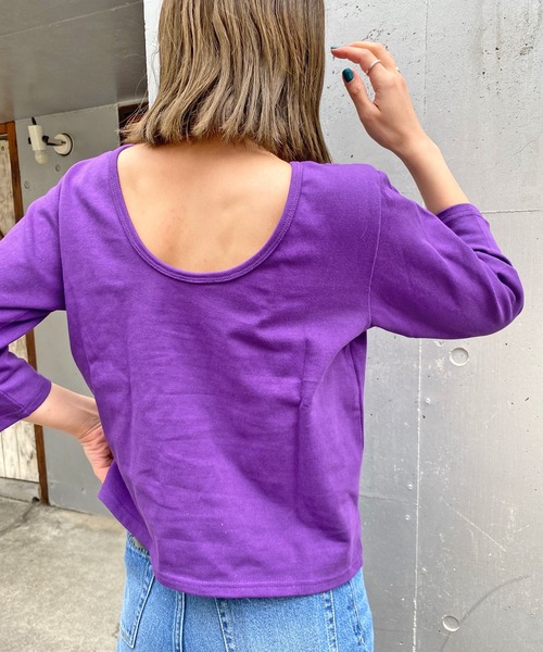 Omekashi(オメカシ)の「バックシャンロンT(Tシャツ/カットソー・レディース・ピンク/オフホワイト/パープル・FREE)」の2枚目の写真