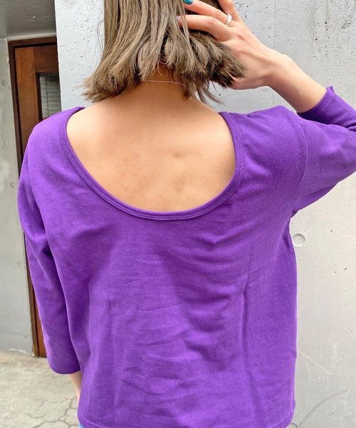 Omekashi(オメカシ)の「バックシャンロンT(Tシャツ/カットソー・レディース・ピンク/オフホワイト/パープル・FREE)」の22枚目の写真