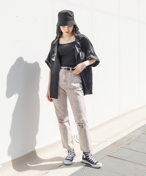 RASVOA（ラスボア）の「パイピング刺繍サテンシャツ（シャツ/ブラウス・レディース・ブラック/サックスブルー・FREE）」の12枚目の写真