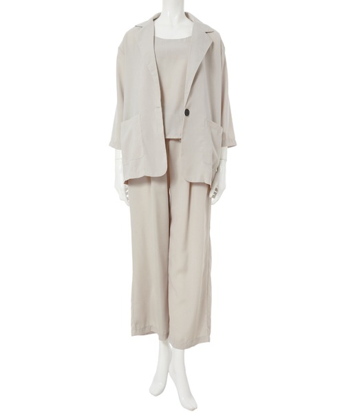 fifth calin(フィフスカラン)の「キャミ付きジャケットセットアップ(セットアップ・レディース・ベージュ/グレイッシュベージュ・MEDIUM)」の10枚目の写真