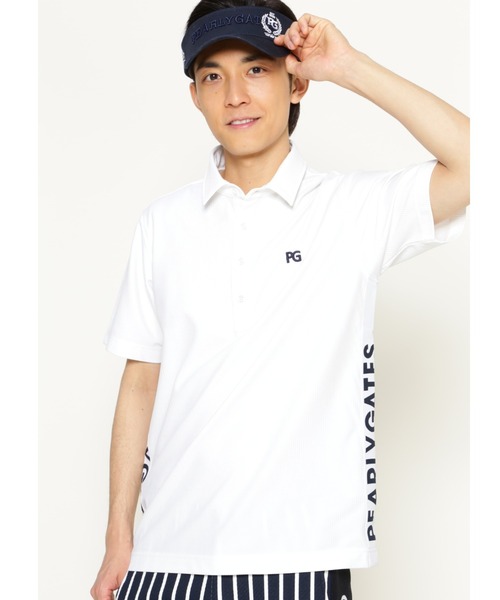 PEARLY GATES】サッカー ストライプ 2WAY ストレッチ 半袖 ポロシャツ