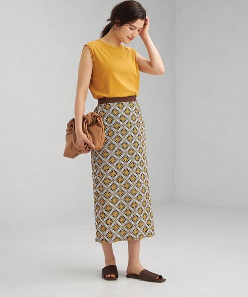 green label relaxing（グリーンレーベルリラクシング）の「CFC バティック プリント タイト スカート（スカート・レディース・ベージュ/ネイビー・FREE）」の12枚目の写真