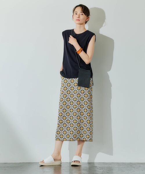 green label relaxing（グリーンレーベルリラクシング）の「CFC バティック プリント タイト スカート（スカート・レディース・ベージュ/ネイビー・FREE）」の14枚目の写真