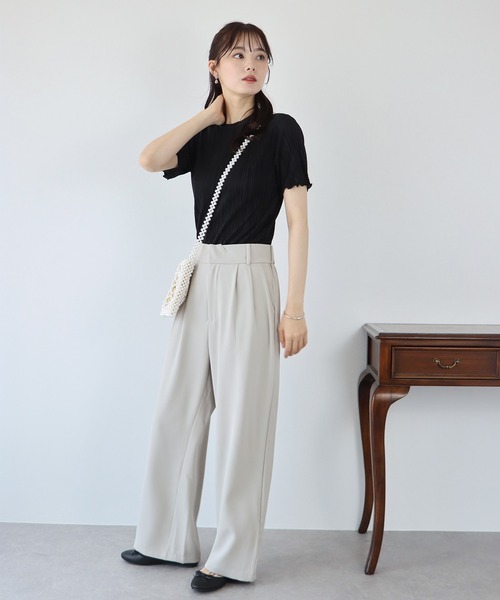 BLUEEAST(ブルーイースト)の「ランダムミニプリーツメローブラウス(Tシャツ/カットソー・レディース・ブルーグレー/ベージュ/ブラック/ホワイト/ピンク/ピンク系・MEDIUM)」の7枚目の写真