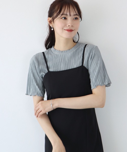 BLUEEAST(ブルーイースト)の「ランダムミニプリーツメローブラウス(Tシャツ/カットソー・レディース・ブルーグレー/ベージュ/ブラック/ホワイト/ピンク/ピンク系・MEDIUM)」の9枚目の写真