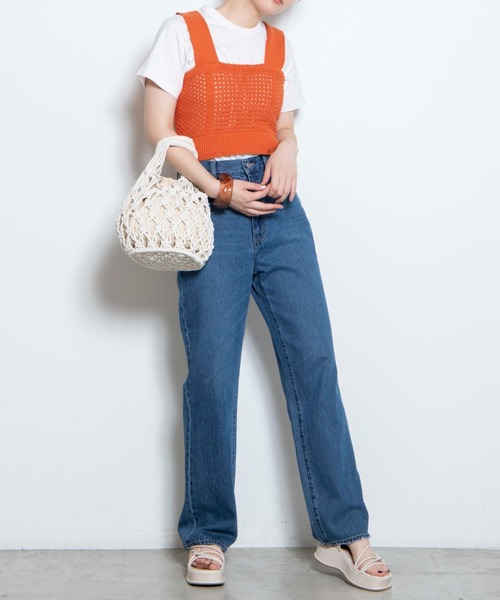 WEGO（ウィゴー）の「WEGO/コットンジャストフィット半袖Tシャツ（Tシャツ/カットソー・レディース・ホワイト/ホワイト系その他5/ブルー系その他5/スミクロ・MEDIUM/SMALL）」の6枚目の写真