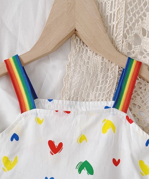 aimoha（アイモハ）の「【aimoha-KIDS-】【新作】春夏/韓国子供服 ハート柄キャミソールワンピース 帽子付き（ワンピース・キッズ・ホワイト・90/100/110/120/130）」の8枚目の写真