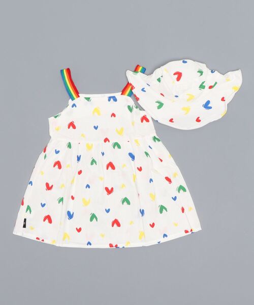 aimoha（アイモハ）の「【aimoha-KIDS-】【新作】春夏/韓国子供服 ハート柄キャミソールワンピース 帽子付き（ワンピース・キッズ・ホワイト・90/100/110/120/130）」の15枚目の写真