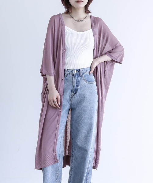 ロングカーディガン ピンク/パープル 長袖 楽天市場】ロングカーディガン ニットカーディガン レディース 秋冬