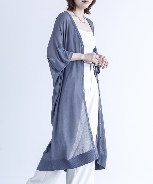 n'OrLABEL(ノアールレーベル)の「【UVカット】五分袖ロングカーディガン(カーディガン/ボレロ・レディース・ブラック/ベージュ/ネイビー/グレー/ピンク/ブルー/グリーン/スモークピンク/グレイッシュブルー/ラベンダー・FREE)」の19枚目の写真