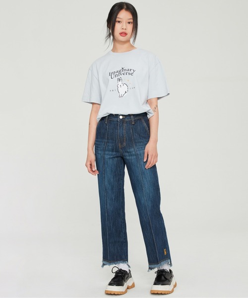 ROMANTIC CROWN（ロマンティッククラウン）の「【ROMANTIC CROWN】WOMANS WHITE RABBIT TEE / ロマンティッククラウン ウィメンズ ホワイト ラビット グラフィック Tシャツ（Tシャツ/カットソー・レディース・スカイブルー/グレー/ライトパープル・MEDIUM/SMALL）」の14枚目の写真