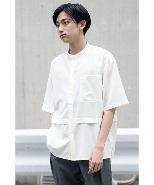 CREARE -LINO-（クレアーレリノ）の「とろみ レイヤード バンドカラーシャツ（シャツ/ブラウス・メンズ・ブラック/ブルー/ホワイト/ベージュ・L/M）」の11枚目の写真