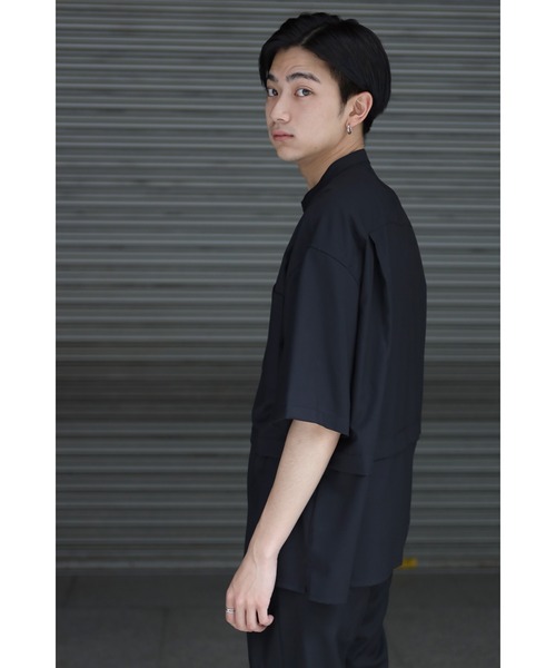 CREARE -LINO-（クレアーレリノ）の「とろみ レイヤード バンドカラーシャツ（シャツ/ブラウス・メンズ・ブラック/ブルー/ホワイト/ベージュ・L/M）」の6枚目の写真