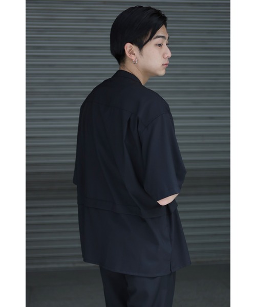 CREARE -LINO-（クレアーレリノ）の「とろみ レイヤード バンドカラーシャツ（シャツ/ブラウス・メンズ・ブラック/ブルー/ホワイト/ベージュ・L/M）」の21枚目の写真