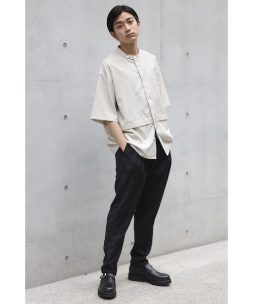 CREARE -LINO-（クレアーレリノ）の「とろみ レイヤード バンドカラーシャツ（シャツ/ブラウス・メンズ・ブラック/ブルー/ホワイト/ベージュ・L/M）」の17枚目の写真