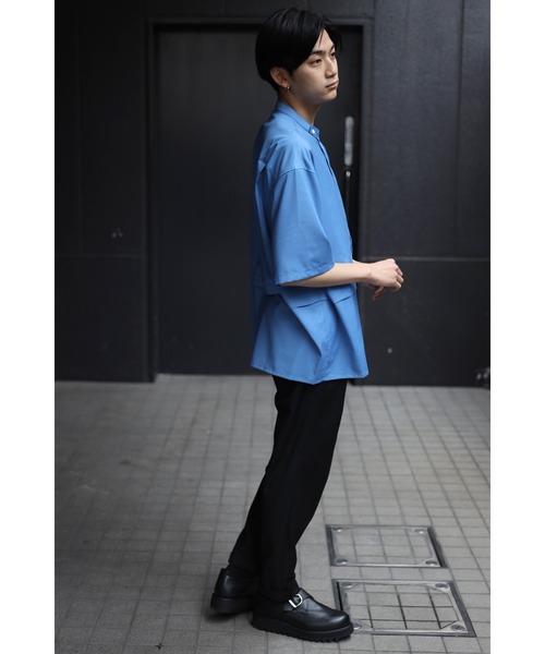 CREARE -LINO-（クレアーレリノ）の「とろみ レイヤード バンドカラーシャツ（シャツ/ブラウス・メンズ・ブラック/ブルー/ホワイト/ベージュ・L/M）」の19枚目の写真