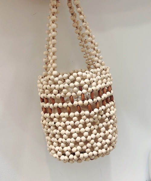 shopnikoniko（ショップニコニコ）の「ウッドビーズ ハンドミニバッグ（ハンドバッグ・レディース・ブラック/ベージュ/アイボリー・フリー）」の12枚目の写真