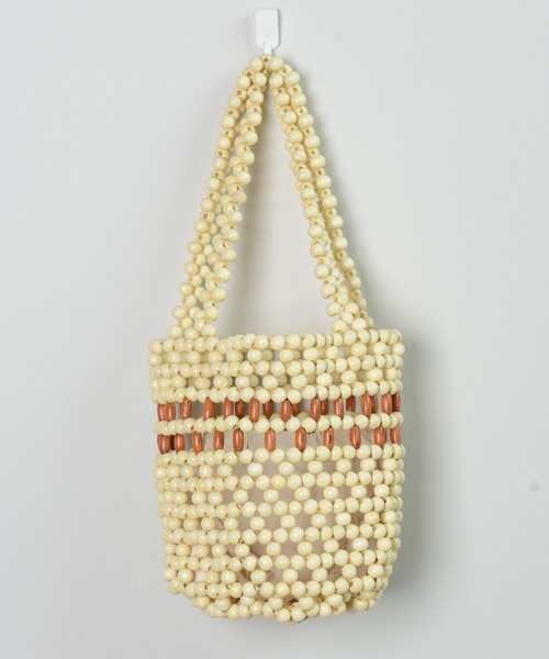 shopnikoniko（ショップニコニコ）の「ウッドビーズ ハンドミニバッグ（ハンドバッグ・レディース・ブラック/ベージュ/アイボリー・フリー）」の13枚目の写真