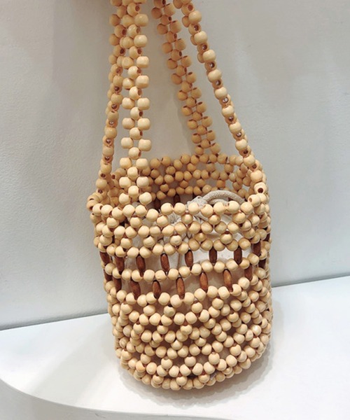 shopnikoniko（ショップニコニコ）の「ウッドビーズ ハンドミニバッグ（ハンドバッグ・レディース・ブラック/ベージュ/アイボリー・フリー）」の14枚目の写真