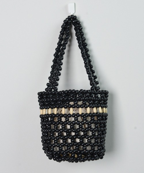 shopnikoniko（ショップニコニコ）の「ウッドビーズ ハンドミニバッグ（ハンドバッグ・レディース・ブラック/ベージュ/アイボリー・フリー）」の15枚目の写真