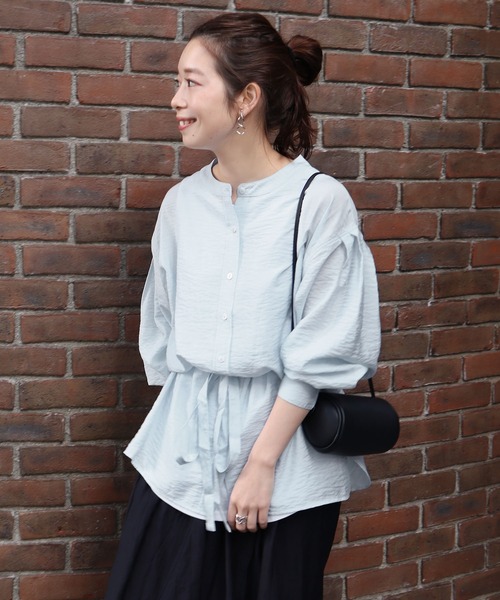 KOBE LETTUCE（コウベレタス）の「ウエストリボン付カラーシャツ（シャツ/ブラウス・レディース・ブラック/オフホワイト/ピンク/オレンジ/グリーン/ラベンダー/ベージュ系その他/ブルー系/ライトグレー・FREE）」の6枚目の写真