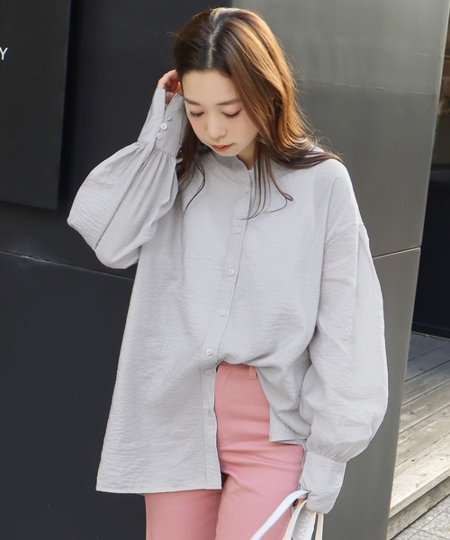 KOBE LETTUCE（コウベレタス）の「ウエストリボン付カラーシャツ（シャツ/ブラウス・レディース・ブラック/オフホワイト/ピンク/オレンジ/グリーン/ラベンダー/ベージュ系その他/ブルー系/ライトグレー・FREE）」の4枚目の写真