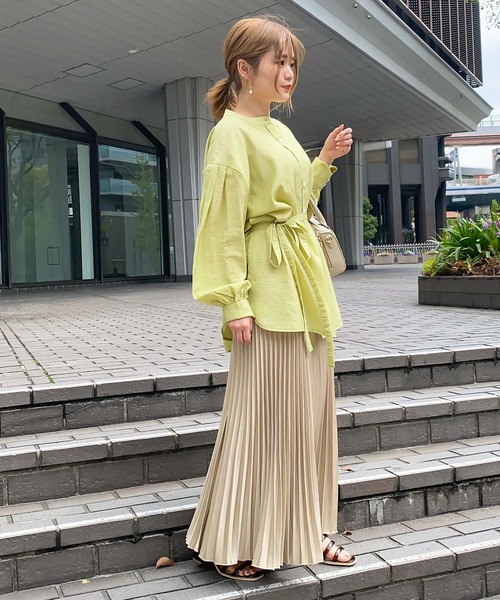 KOBE LETTUCE（コウベレタス）の「ウエストリボン付カラーシャツ（シャツ/ブラウス・レディース・ブラック/オフホワイト/ピンク/オレンジ/グリーン/ラベンダー/ベージュ系その他/ブルー系/ライトグレー・FREE）」の15枚目の写真