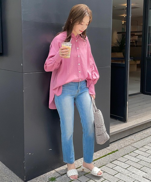 KOBE LETTUCE（コウベレタス）の「ウエストリボン付カラーシャツ（シャツ/ブラウス・レディース・ブラック/オフホワイト/ピンク/オレンジ/グリーン/ラベンダー/ベージュ系その他/ブルー系/ライトグレー・FREE）」の18枚目の写真