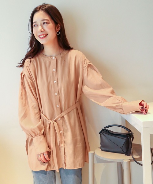 KOBE LETTUCE（コウベレタス）の「ウエストリボン付カラーシャツ（シャツ/ブラウス・レディース・ブラック/オフホワイト/ピンク/オレンジ/グリーン/ラベンダー/ベージュ系その他/ブルー系/ライトグレー・FREE）」の22枚目の写真