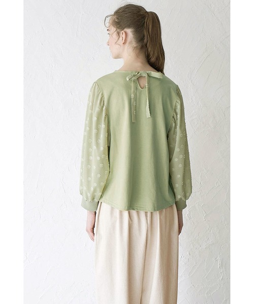 シロップ.(シロップ.)の「ドット袖と後ろリボンのブラウスTシャツ(シャツ/ブラウス・レディース・ネイビー/グリーン・SMALL/MEDIUM/LARGE/X-LARGE/XX-LARGE)」の5枚目の写真