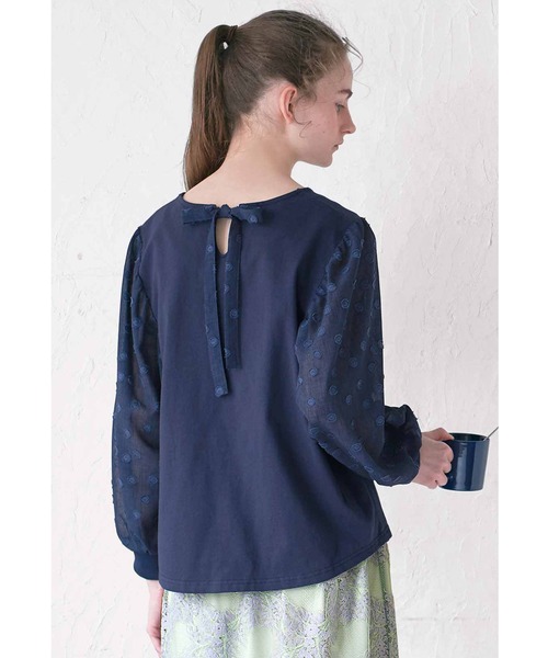 シロップ.(シロップ.)の「ドット袖と後ろリボンのブラウスTシャツ(シャツ/ブラウス・レディース・ネイビー/グリーン・SMALL/MEDIUM/LARGE/X-LARGE/XX-LARGE)」の8枚目の写真