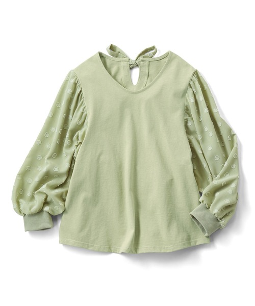 シロップ.(シロップ.)の「ドット袖と後ろリボンのブラウスTシャツ(シャツ/ブラウス・レディース・ネイビー/グリーン・SMALL/MEDIUM/LARGE/X-LARGE/XX-LARGE)」の3枚目の写真