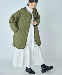 forksy. | 【forksy.】2WAYサイドスリットボタンキルティンライナージャケット(ノーカラージャケット)