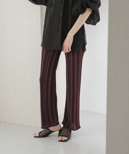 KBF（ケイビーエフ）の「マルチストライプニットパンツ（その他パンツ・レディース・ブラウン/オレンジ/パープル系その他・ONE）」の3枚目の写真