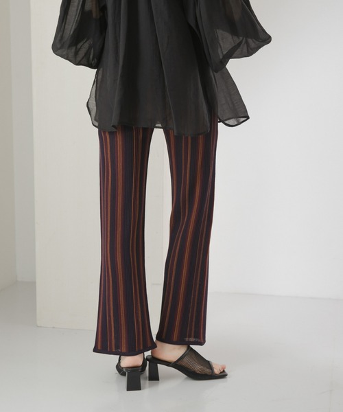 KBF（ケイビーエフ）の「マルチストライプニットパンツ（その他パンツ・レディース・ブラウン/オレンジ/パープル系その他・ONE）」の4枚目の写真