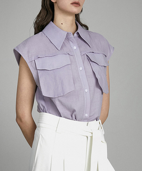 UNSPOKEN(アンスポクン)の「【UNSPOKEN】Solid pocket shirt UX21S069(シャツ/ブラウス・レディース・ライトパープル・S/M)」の1枚目の写真