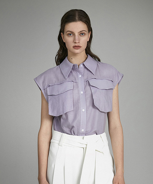 UNSPOKEN(アンスポクン)の「【UNSPOKEN】Solid pocket shirt UX21S069(シャツ/ブラウス・レディース・ライトパープル・S/M)」の5枚目の写真
