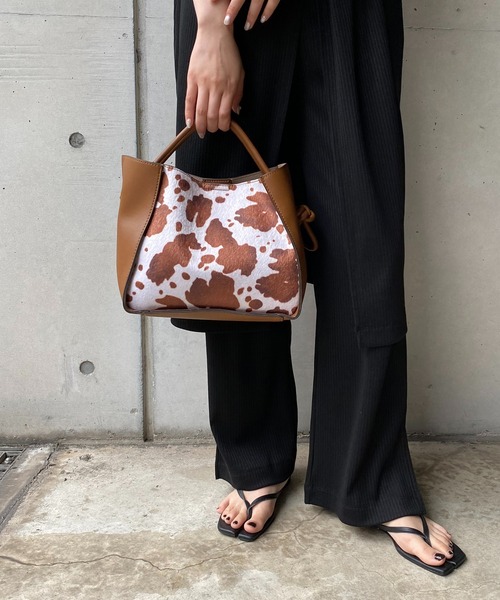 CAPRICIEUX LE'MAGE（カプリシューレマージュ）の「異素材コンビバッグ（ショルダーバッグ・レディース・ブラウン/グレー・FREE）」の21枚目の写真