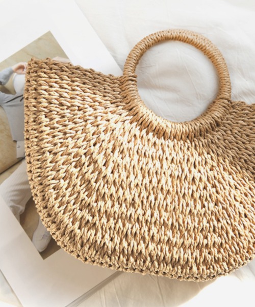 florist（フローリスト）の「シンプルなサークル型かごバッグ（かごバッグ・レディース・ダークベージュ/ベージュ・FREE）」の2枚目の写真