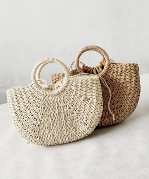 florist（フローリスト）の「シンプルなサークル型かごバッグ（かごバッグ・レディース・ダークベージュ/ベージュ・FREE）」の3枚目の写真